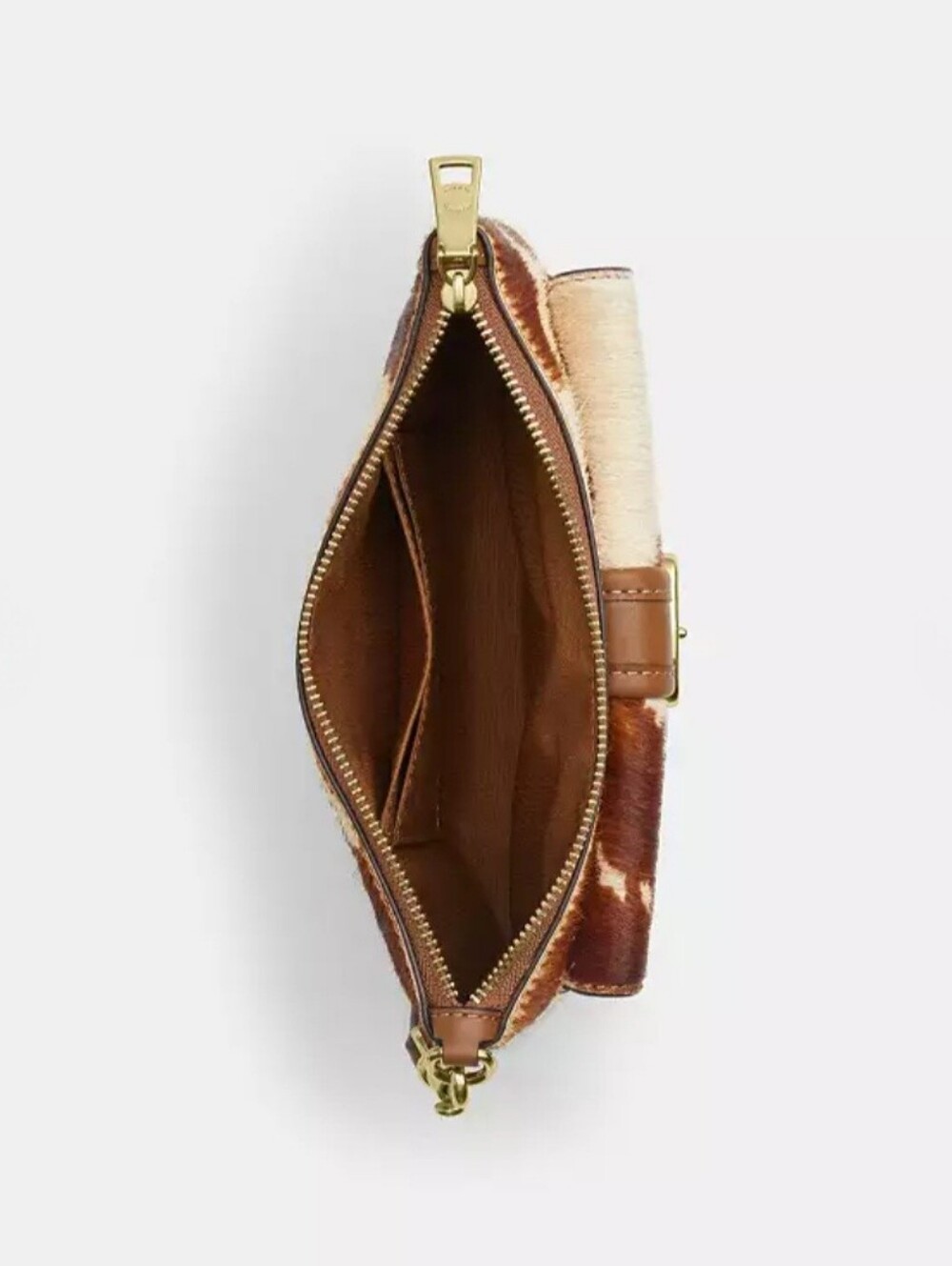 COACH Large Cow Print Buckle Flap Detail Wristlet, Haircalf W/Gold Hardware, NEW - Picture 5 of 7